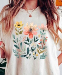 Summer T-Shirt With Watercolor Flower Bouquet