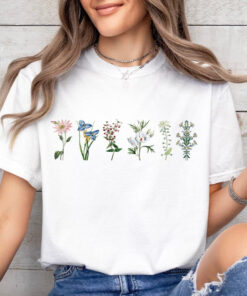 T-Shirt With Wildflowers And Spring Colors
