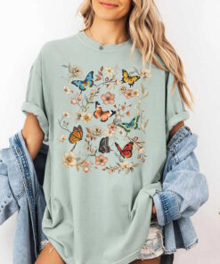 Boho Cottagecore T-Shirt With Butterflies And Insects