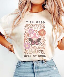 T-Shirt With Butterfly Flowers It'S Alright With My Soul