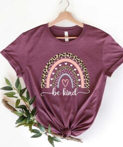 Spring Motivational T-Shirt Be Kind With Rainbow