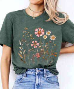 Vintage Graphic Tee With Pressed Flowers