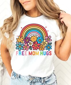 Rainbow T-Shirt With Free Mom Hugs