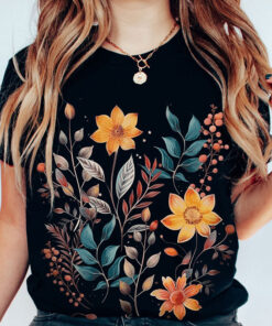 Autumn Gardening T-Shirt With Wildflowers