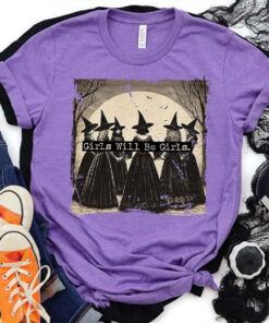Girls Will Be Girls Witch Vintage Halloween T-Shirt