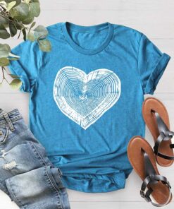 T-Shirt Shaped Like A Tree Trunk, Heart, And A Slice Of Wood