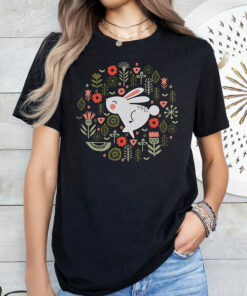 Easter Plant T-Shirt With White Rabbit