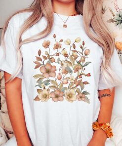 Watercolor Floral T-Shirt With Pastel Wildflowers