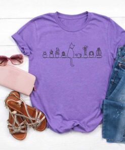 Gardener'S T-Shirt With Cats And Succulent Plants