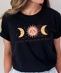 Vintage Bohemian T-Shirt With Mystical Moon And Sun