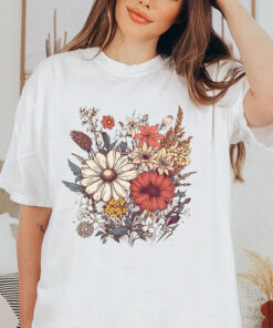 Nature T-Shirt With Botanical Wildflowers