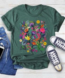 Floral T-Shirt With Colorful Wildflowers For Nature Lovers