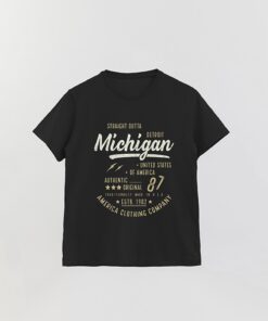 Vg Michigan Printed Basic T-Shirt