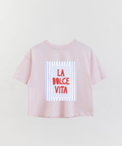 Beach Blue Printed Crop T-Shirt La Dolce Vita