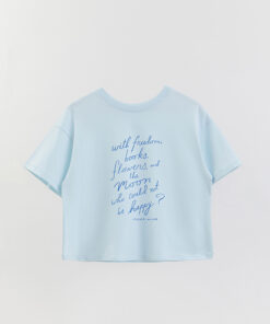 Pink Oscar Wilde Printed Crop T-Shirt