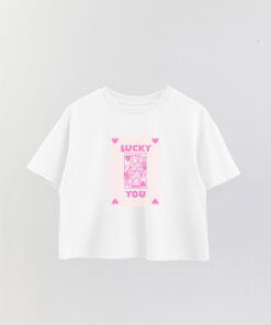 Pink As Lucky You Printed Crop T-Shirt
