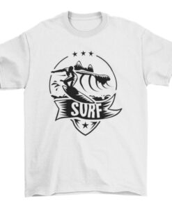 Surfing Silhouette Wave Badge T-Shirt for Extreme Sports and Hobbyists T-Shirt