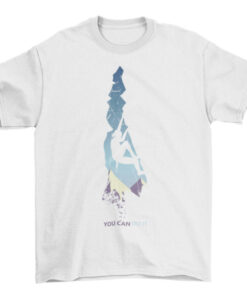 Cool Sports T-Shirt with Inspirational Mountain Climbing Silhouette T-Shirt