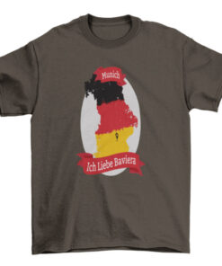 Oktoberfest Map of Bavaria and German Flag Pin T-Shirt