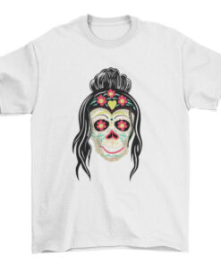 Women's Scary Skull Head Face Tee Shirt T-Shirt