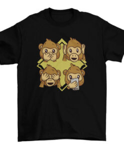 Funny Monkey and Phone Graphic Tee Shirt T-Shirt