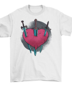 Red Stabbed Heart Graphic Tee Shirt for Men and Women T-Shirt