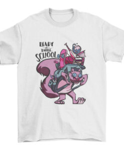 Cute Nerd Bear Boy with Huge Backpack Ready for Back to School T-Shirt