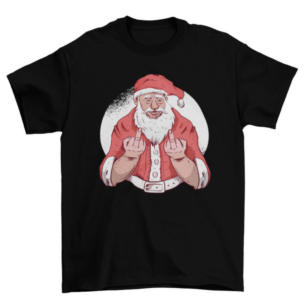 Santa Middle Finger Christmas Tee Shirt T-Shirt