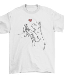 Cute Cat Heart T-Shirt - Holding Human Hand T-Shirt