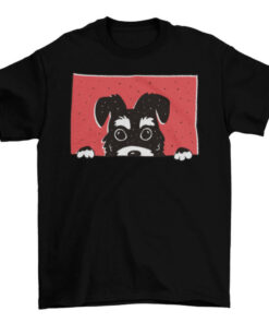 Schnauzer Dog Peeking Graphic Tee Shirt T-Shirt