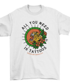 Cool Vintage Retro Tiger Tattoo T-Shirt All You Need is Love T-Shirt