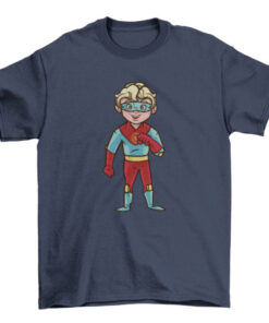 Cool Blonde Superhero Boy Blue Red Suit T-Shirt