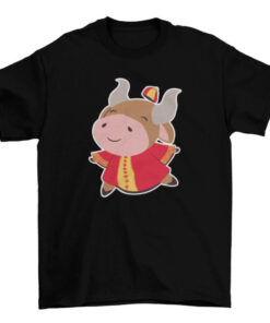 Cute Bull Ox Animal Wearing Traditional Chinese New Year Outfit T-Shirt