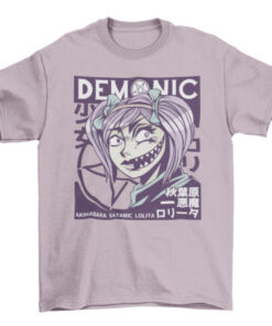 Black Satanic Lolita Graphic Tee Shirt for Women T-Shirt