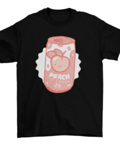 Kawaii Japanese Kanji Soda and Fruit Soft T-Shirt in Pastel Peach T-Shirt