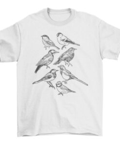 Cute Hand-Drawn Bird Sketch T-Shirt - Lovely Animal Species Fashion T-Shirt