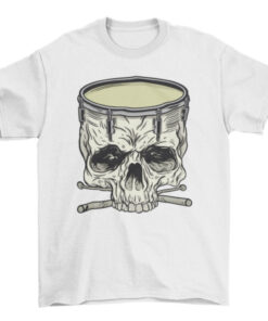 Black Skull Drummer T-Shirt for Men and Women T-Shirt