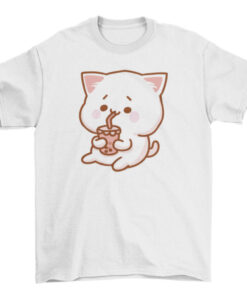 Cute Cat Bubble Tea T-Shirt for Women and Girls T-Shirt