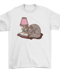 Cute Cat Reading Glasses T-Shirt Design for Book Lovers T-Shirt