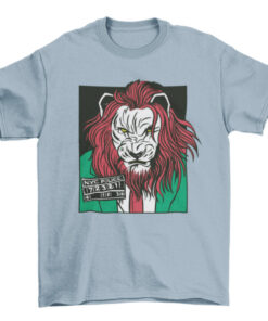 Comic Lion Animal Criminal T-Shirt Design T-Shirt