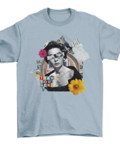 Vintage Retro Woman Flower Quote and Girl Collage Photographic Thank You T-Shirt