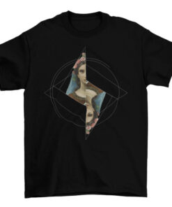 Realistic Fashion Girl Circle Painting and Geometric Rectangle T-Shirt