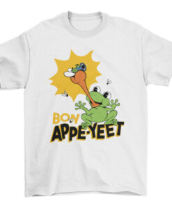 Cartoon Frog Catching Fly T-Shirt Design T-Shirt