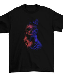 Fashionable Zebra Double Exposure T-Shirt for Women in Unique Vibrant Colors T-Shirt
