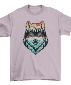 Wolf on Forest Background Tee-Shirt for Men and Women T-Shirt