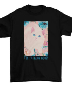 Vintage Cat and Flower T-Shirt