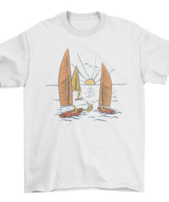 Hand-Drawn Sailing Boat T-Shirt for Men and Women T-Shirt