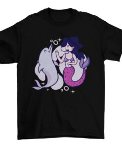 Mermaid and Dolphin Cartoon T-Shirt for Happy Beach Days T-Shirt