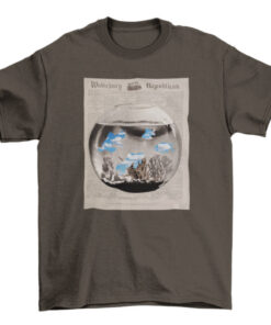 Abstract Fishbowl Newspaper Illustration Animal Fish T-Shirt