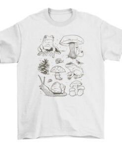 Mushrooms and Frogs Graphic Tee Shirt for Nature Lovers T-Shirt